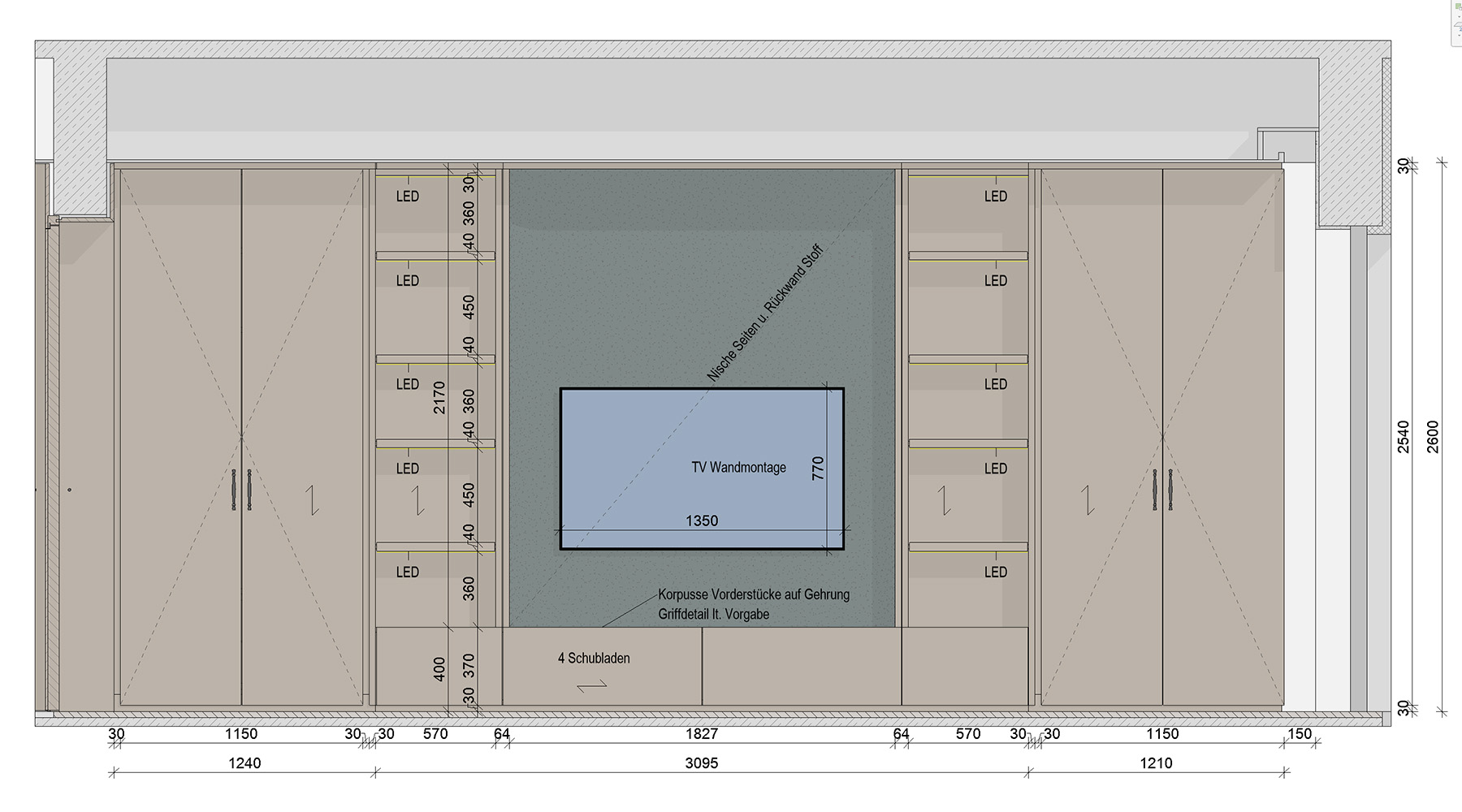 Planung Garderobe vom Tischler