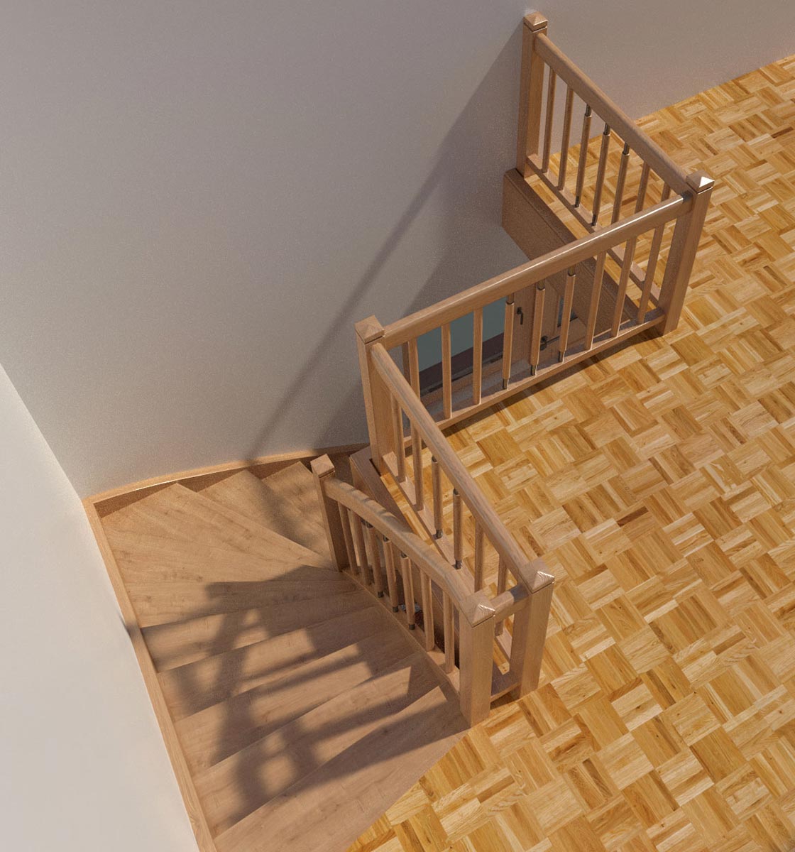 Wendeltreppe 3d Visualisierung für Tischler